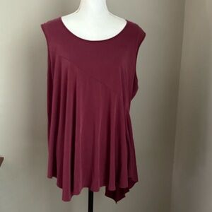 H.I.P.  HIP Women's  Size 3X Top Tunic Sleeveless Tank Asymmetric Burgundy